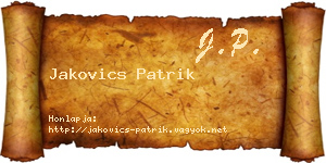 Jakovics Patrik névjegykártya